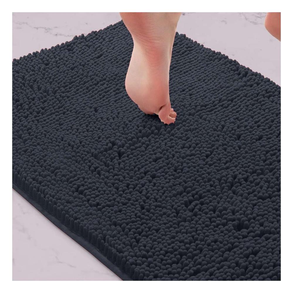 Piso Textil Rectangular de Microfibra 40x60cm Plomo oscuro para Ambientes Y Notas