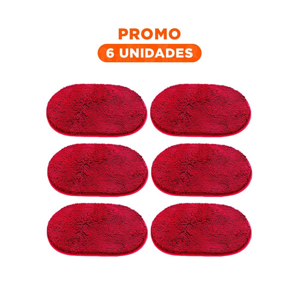 Pack6 Seleccion Textil Ovalada de Microfibra 40x60cm Rojo para Uso Diario Y Regalo Sticker