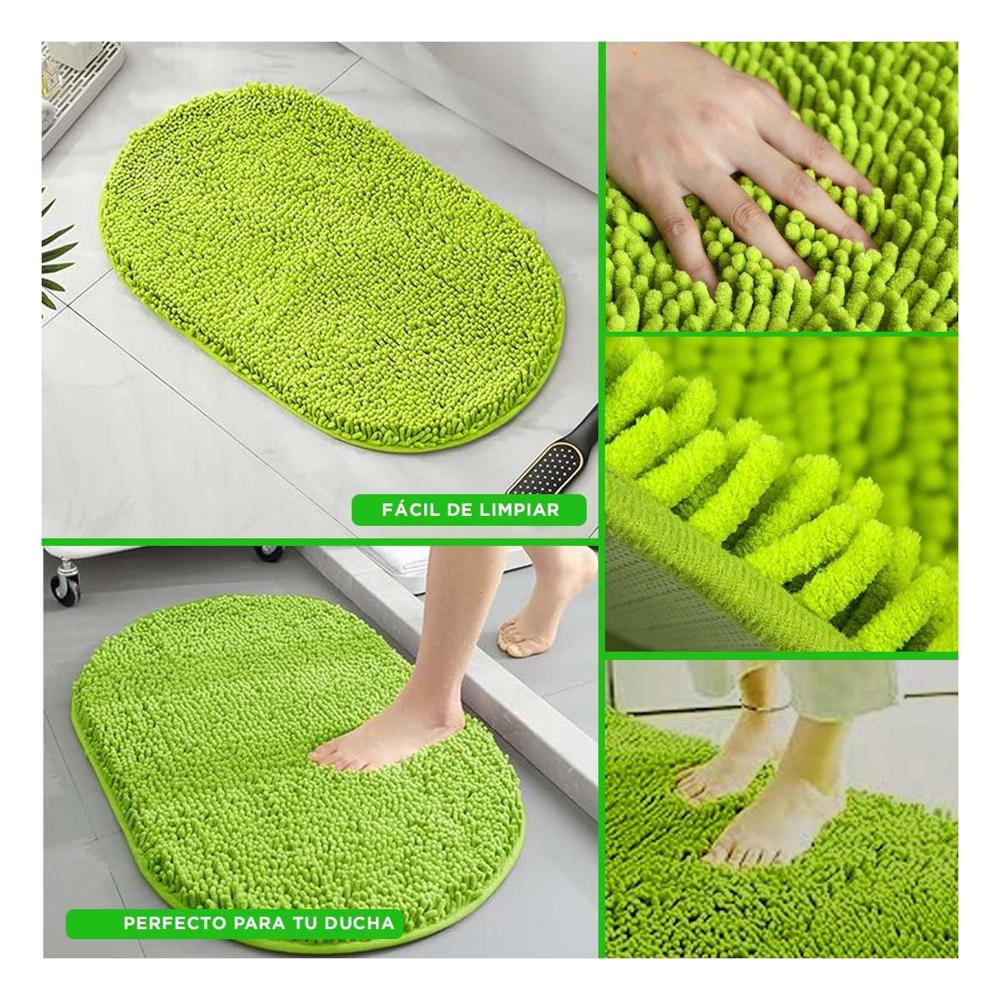 Alfombrilla Ovalada de Microfibra 40x60cm Verde limon para Uso Diario Y Ligas Regalo