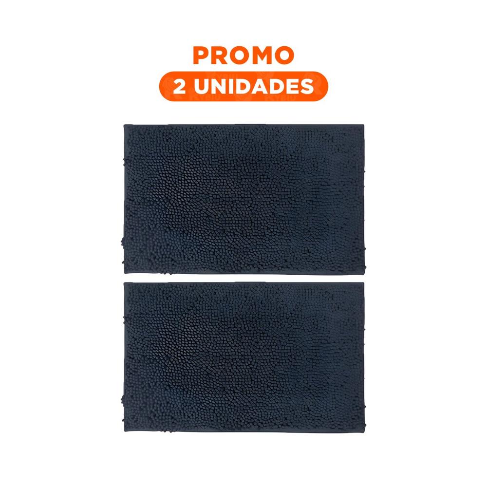 Pack2 Tapete Rectangular Practico de Microfibra 40x60cm Plomo oscuro Y Regalo Sticker