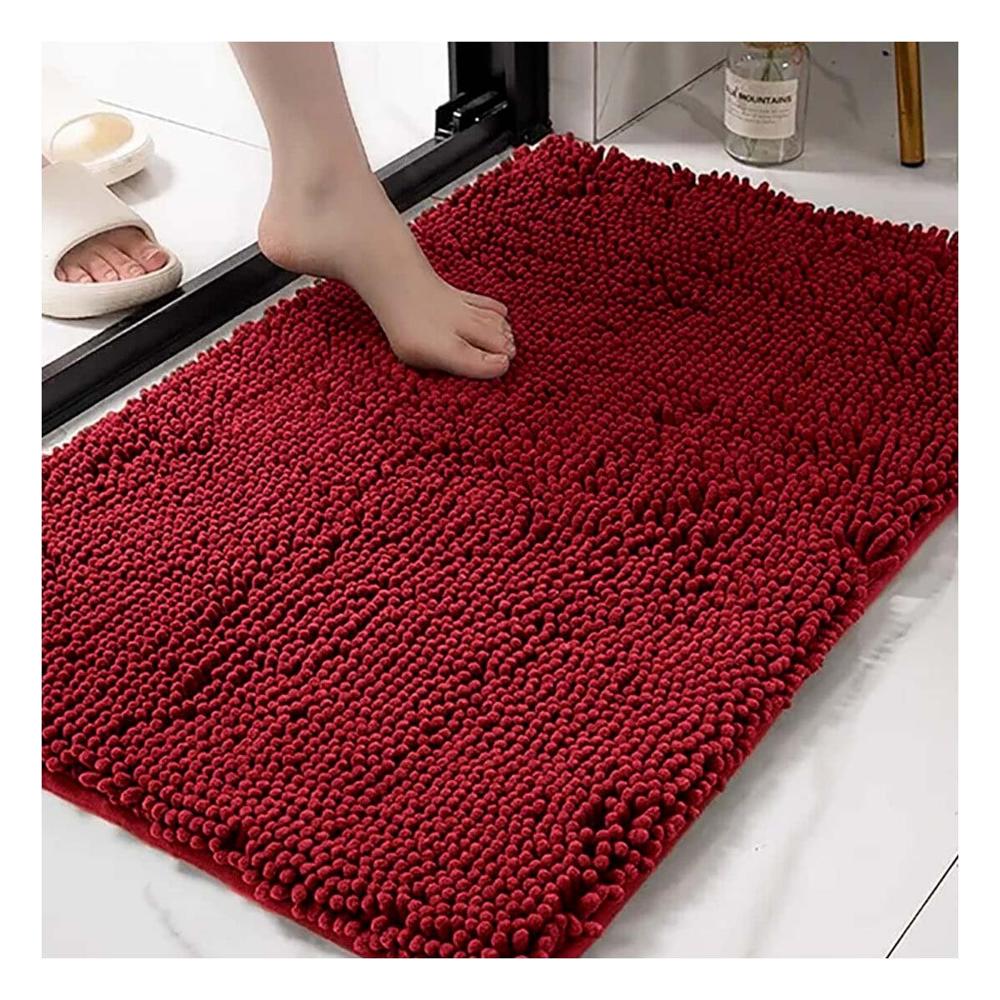 Tapete Rectangular Suave de Microfibra 40x60cm Guinda para Dormitorio