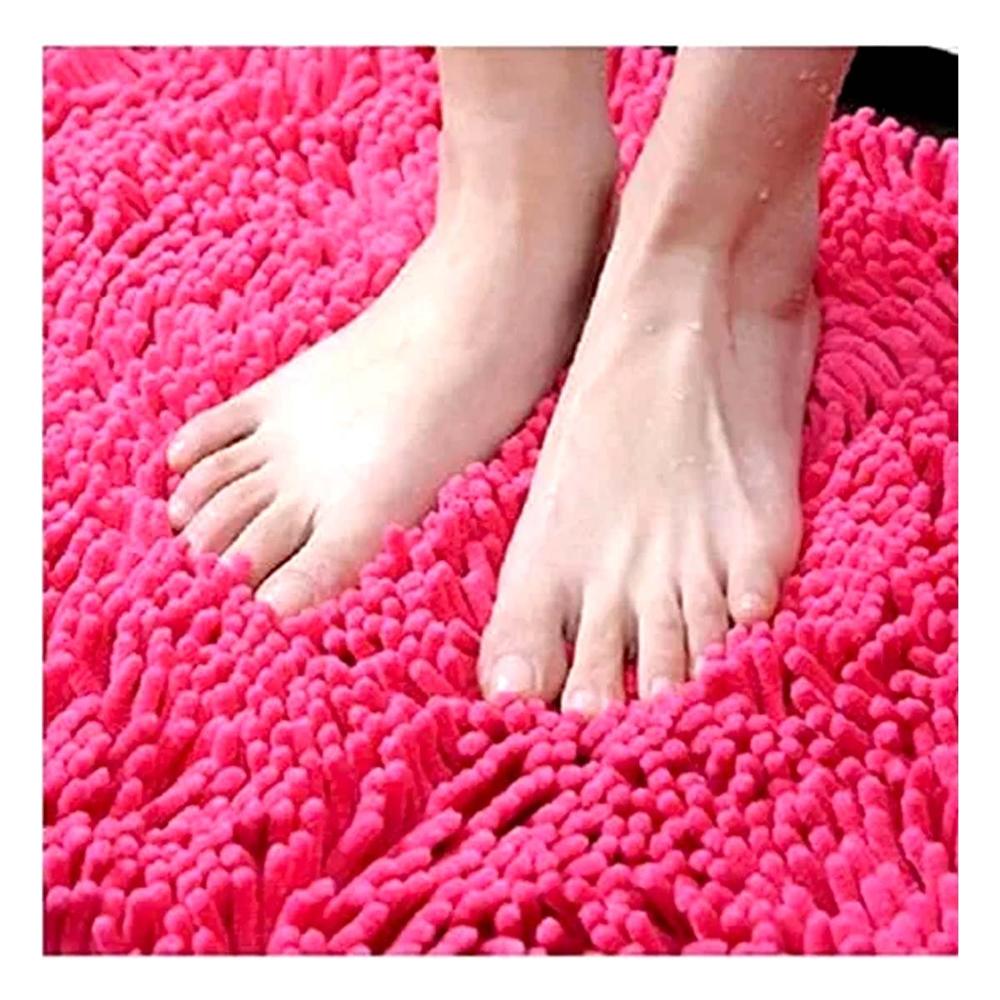 Tapete Rectangular de Microfibra 40x60cm Fucsia para Piso de Bano y Hogar