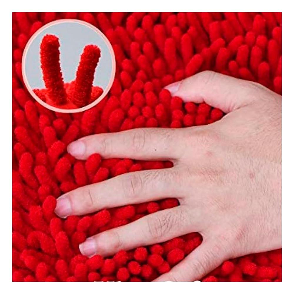 Tapete Ovalado de Microfibra 40x60cm Rojo para Bano y Espacios del Hogar