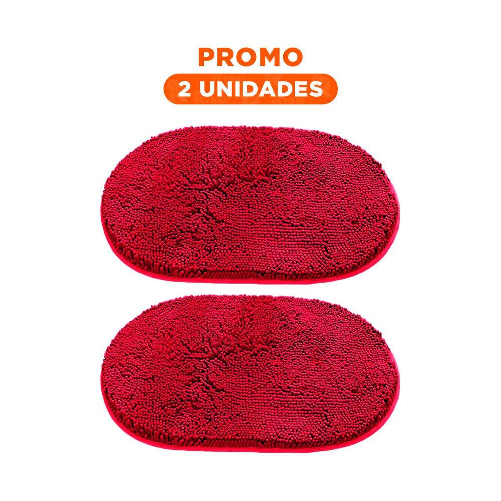 Pack2 Pieza Decorativa Ovalada de Microfibra 40x60cm Rojo para Bano Y Regalo Sticker