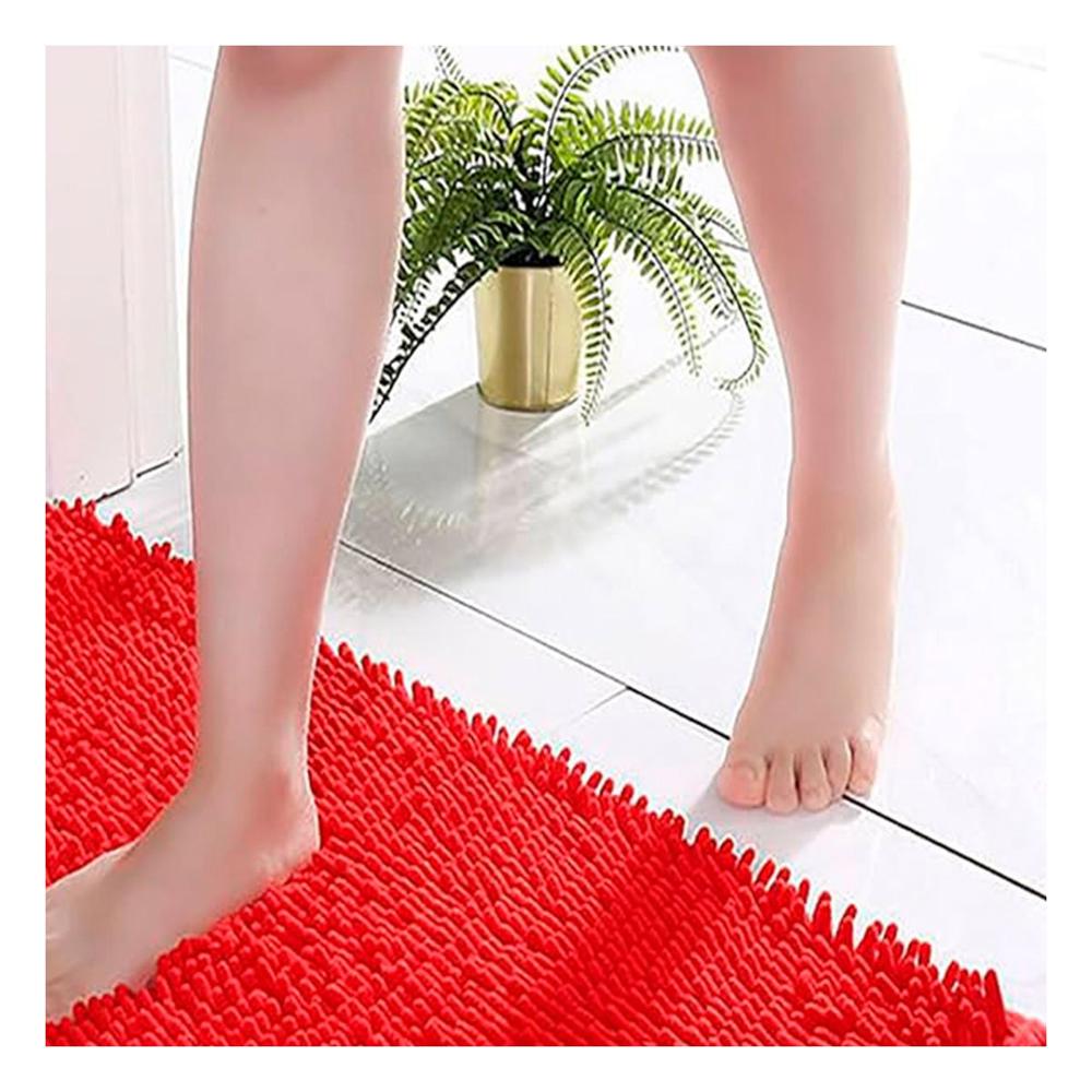 Alfombra Ovalada de Microfibra 40x60cm Rojo para Piso de Bano y Dormitorio Y Papel Regalo