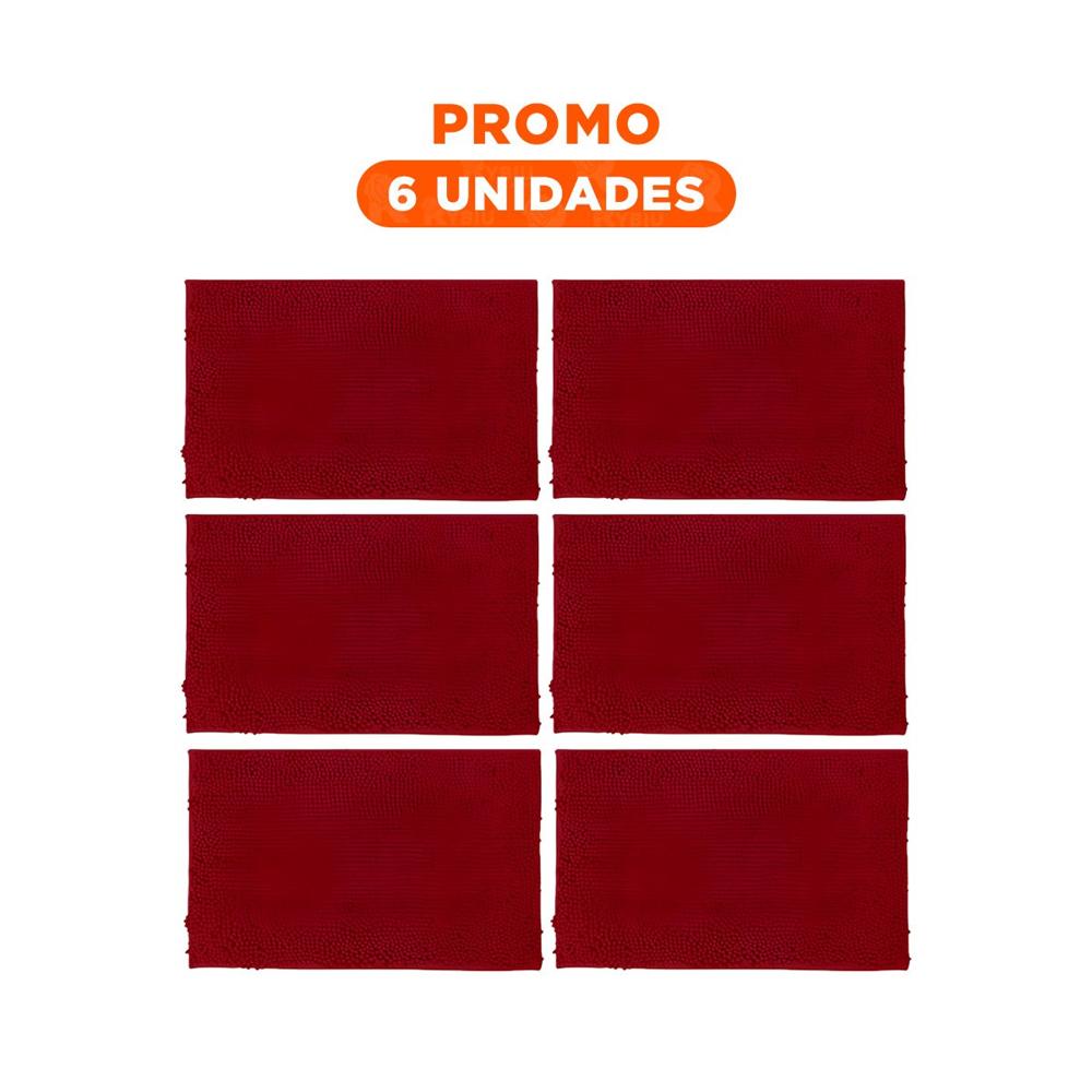 Pack6 Cubrepiso Rectangular Suave de Microfibra 40x60cm Guinda para Hogar Y Regalo Sticker