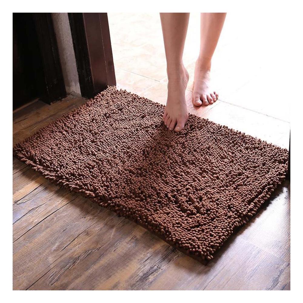 Tapete Rectangular de Microfibra 40x60cm Marron para Uso Diario en el Hogar