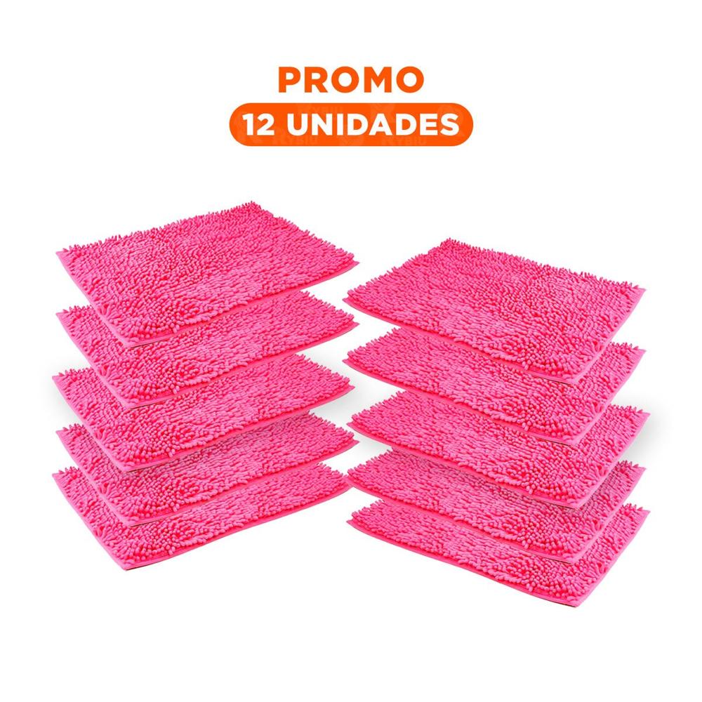 Pack12 Tapete Rectangular de Piso Microfibra 40x60cm Fucsia Interior