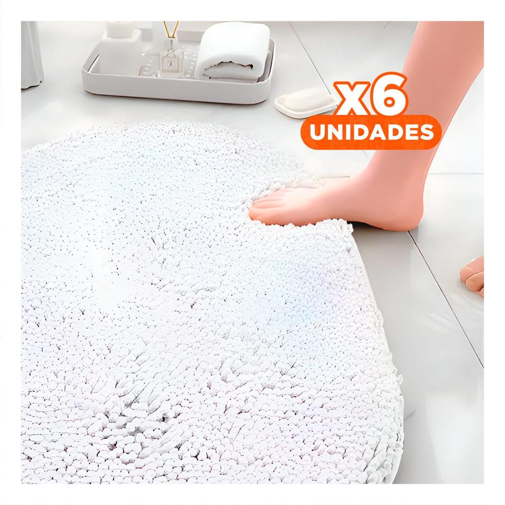 Pack6 Accesorio de Piso Suave Ovalado de Microfibra 40x60cm Crema
