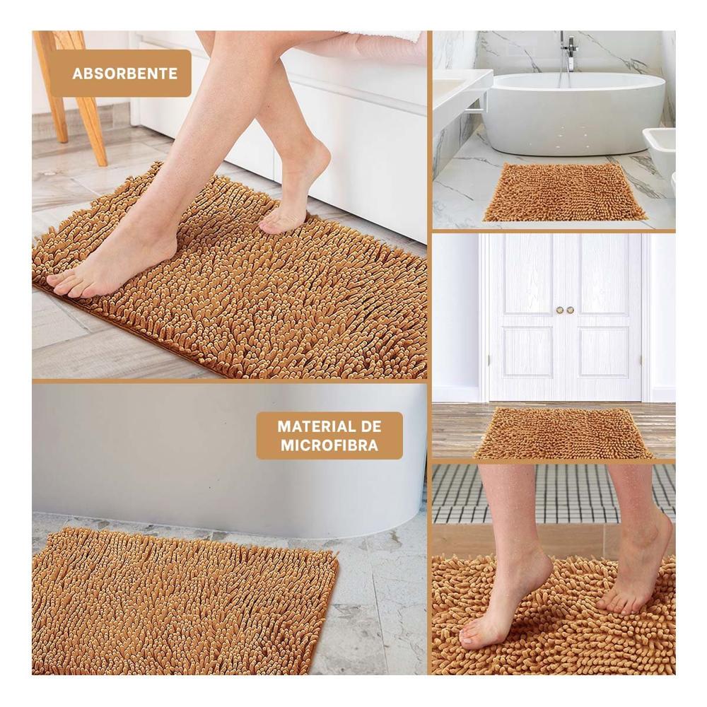 Cubrepiso Rectangular de Microfibra 40x60cm Mostaza para Interior Y Ligas Regalo