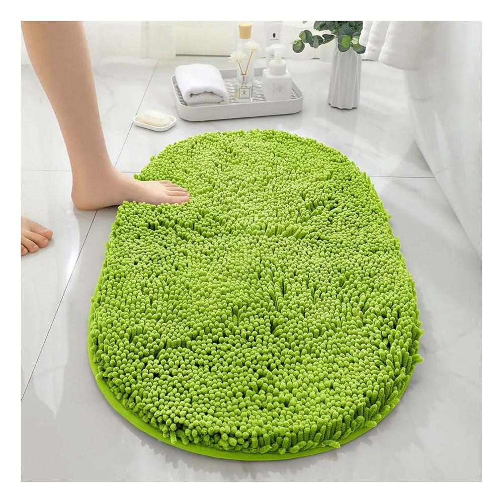 Protector de Piso Ovalado de Microfibra 40x60cm Verde limon para Casa Y Notas