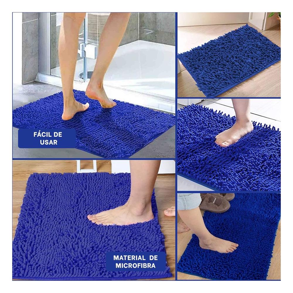 Alfombrilla Rectangular de Microfibra 40x60cm Azul para Piso Interior Y Ligas Regalo