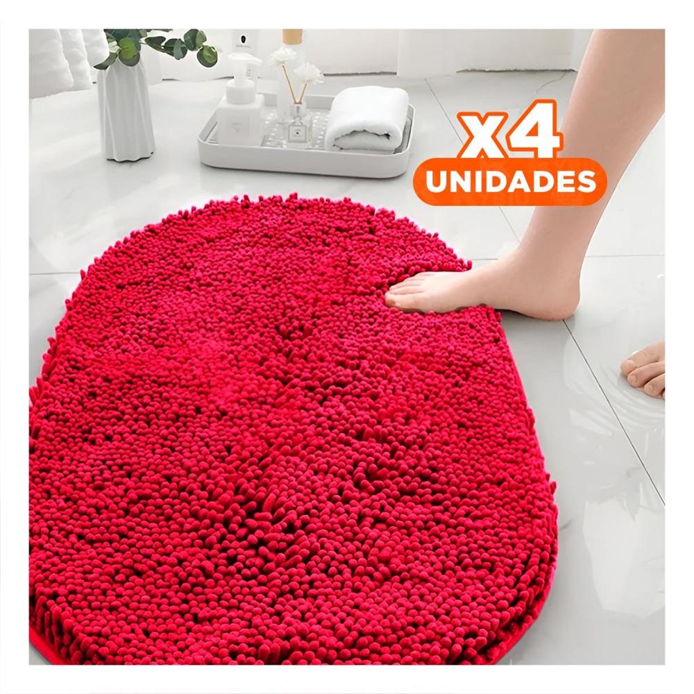 Pack4 Elemento Funcional Ovalado de Microfibra 40x60cm Rojo para Bano Y Papel Regalo