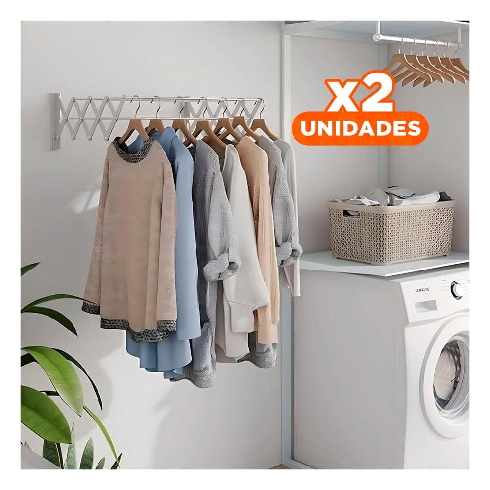 Pack2 Solucion Acordeon Plateada 5 Barras 80cm para Organizacion