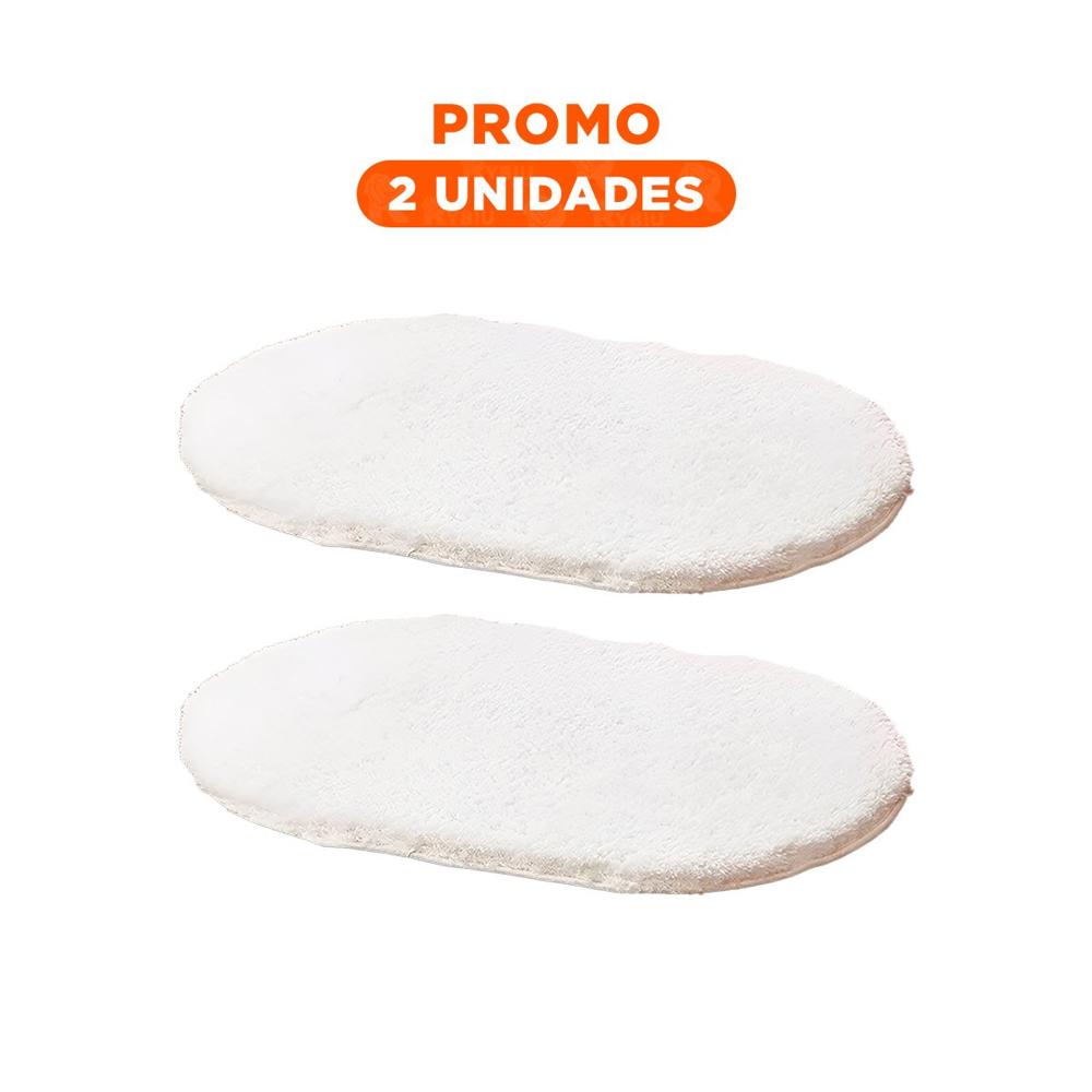 Pack2 Elemento Textil de Piso Ovalado de Microfibra 40x60cm Crema Y Regalo Sticker