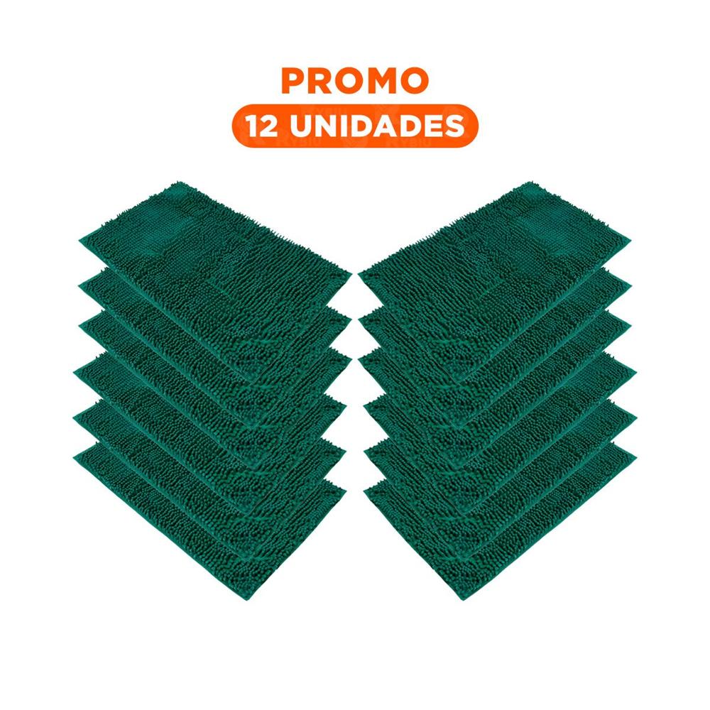 Pack12 Alfombra Rectangular de Piso Microfibra 40x60cm Verde oscuro para Casa