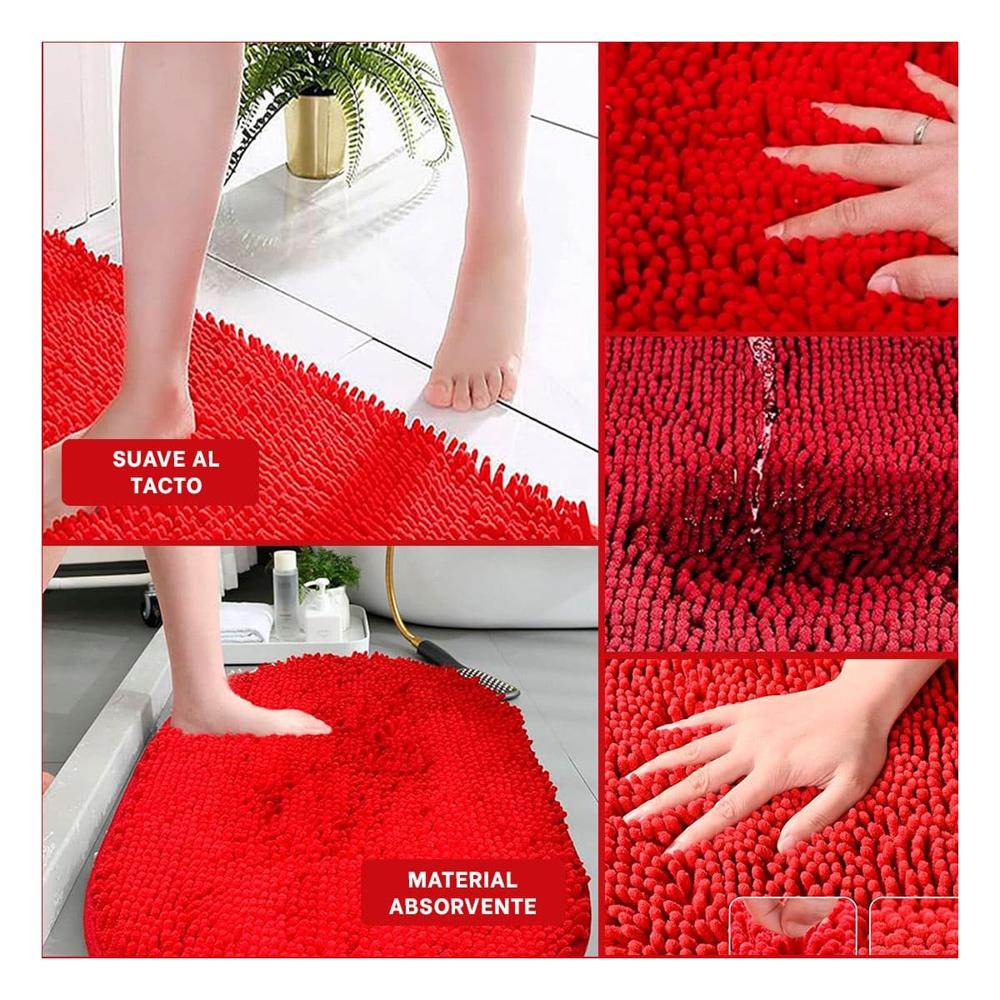 Textil Ovalado de Microfibra 40x60cm Rojo Absorbente para Piso Interior Y Ligas Regalo