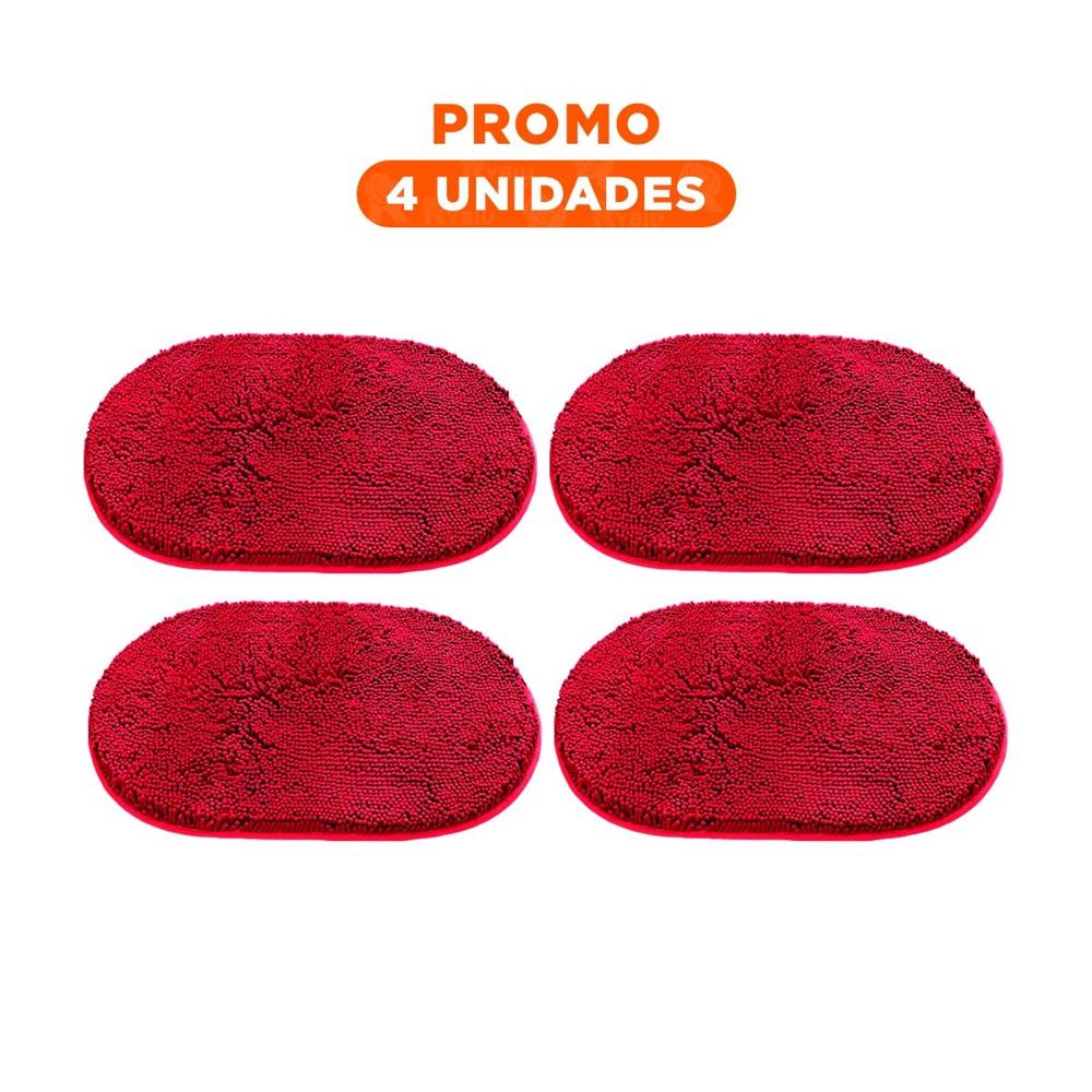 Pack4 Articulo Textil Ovalado de Microfibra 40x60cm Rojo Uso Interior
