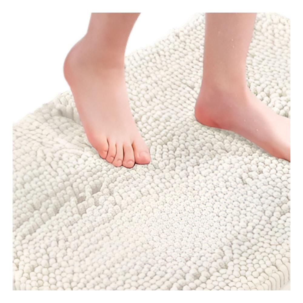Alfombra Ovalada de Microfibra 40x60cm Crema para Piso de Bano y Dormitorio Y Papel Regalo