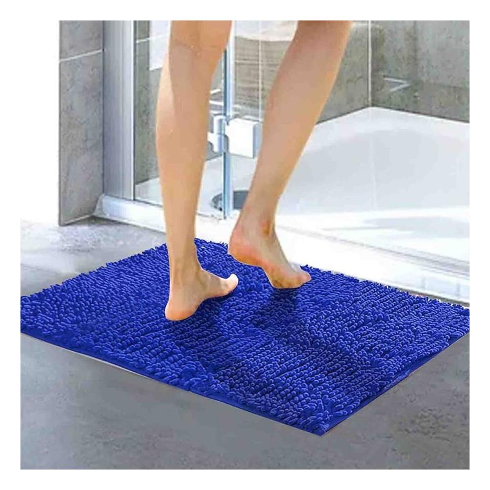Tapete Rectangular de Microfibra 40x60cm Azul para Piso de Bano en Hogar