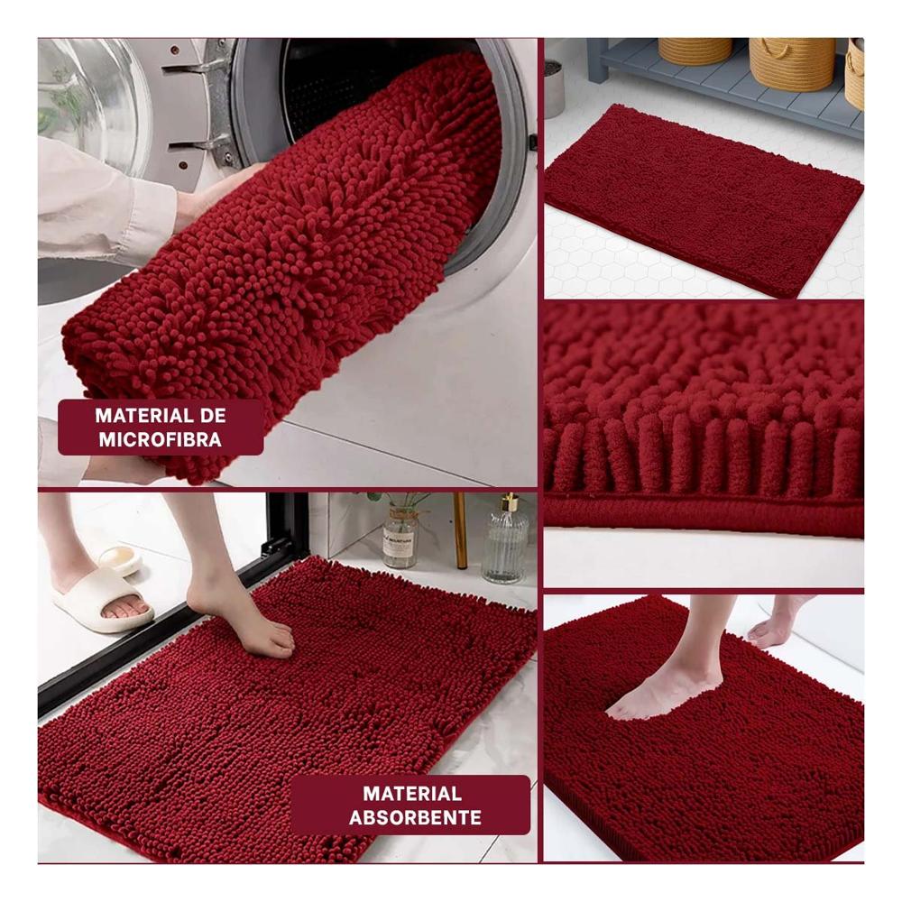 Cubrepiso Rectangular Suave de Microfibra 40x60cm Guinda Hogar Y Ligas Regalo