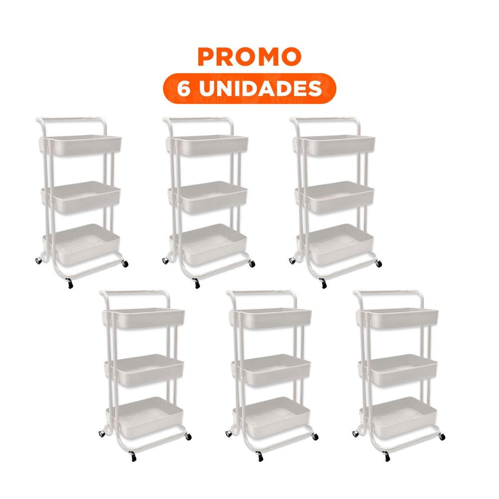 Pack6 Carro de Servicio con Tres Niveles para Facil Acceso a Objetos Y Regalo Sticker