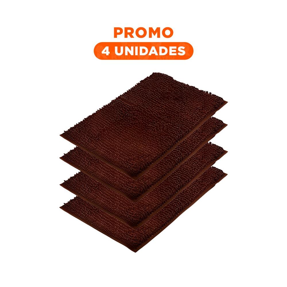 Pack4 Cubrepiso Rectangular de Piso Microfibra 40x60cm Marron para Interior
