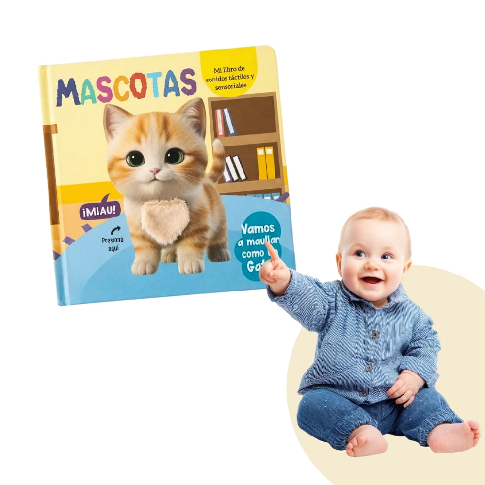 Juguete Didactico Libro Sensorial con Textura y Sonido de Mascota