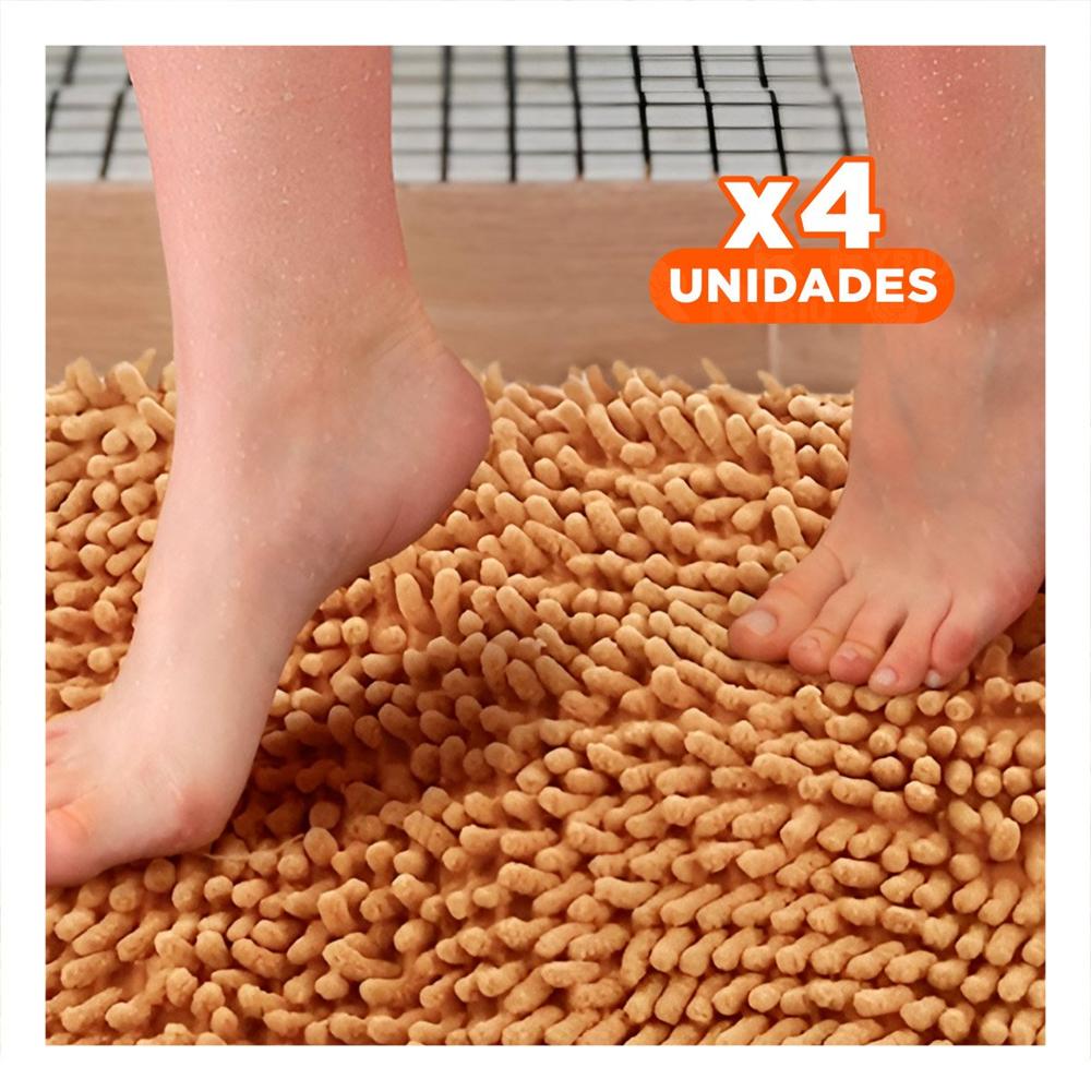 Pack4 Alfombrilla Rectangular Suave de Microfibra 40x60cm Mostaza Y Papel Regalo