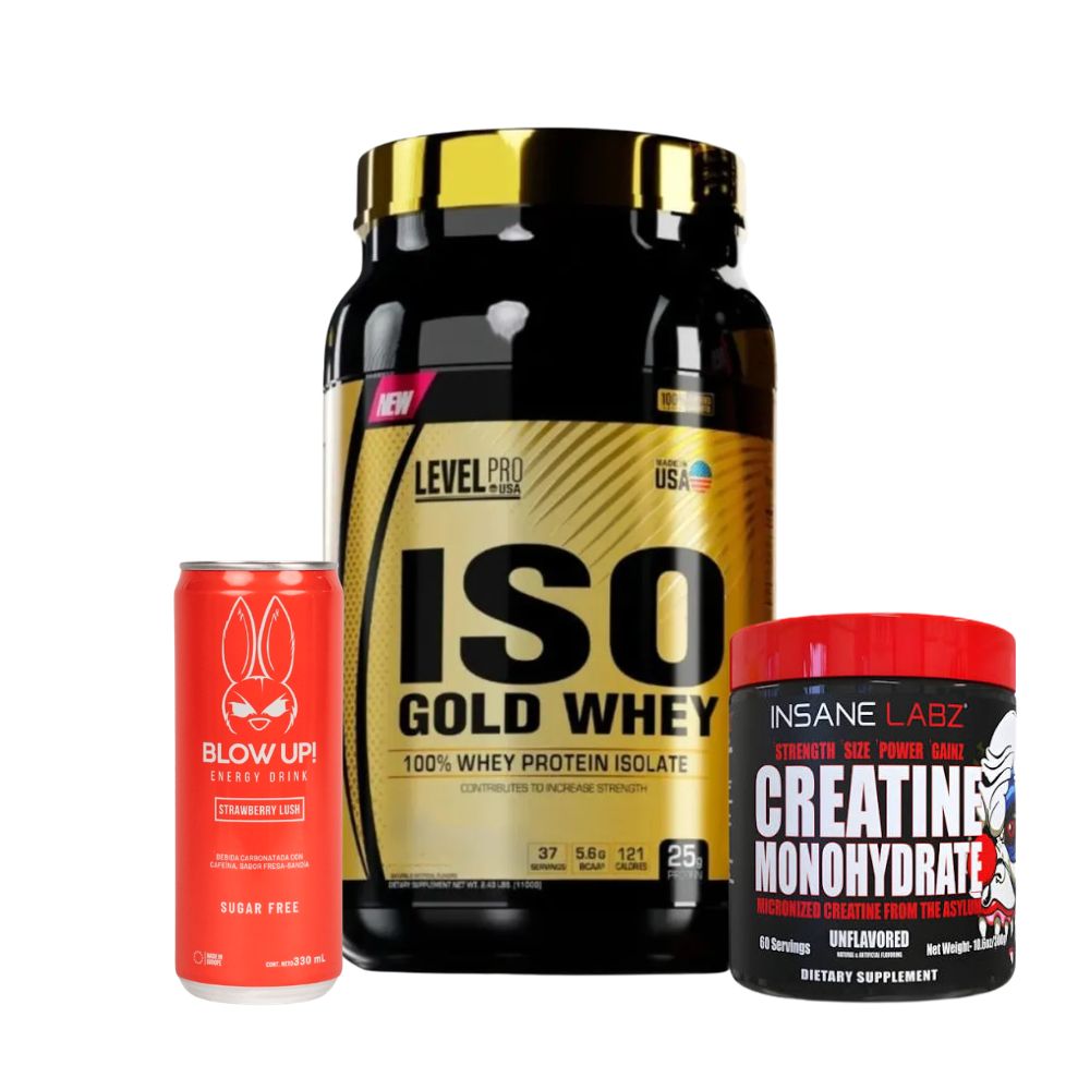 COMBO Iso Gold Whey 2.43 Lb Vainilla - Level Pro y Creatina Insane Labz 300gr -Lata de regalo