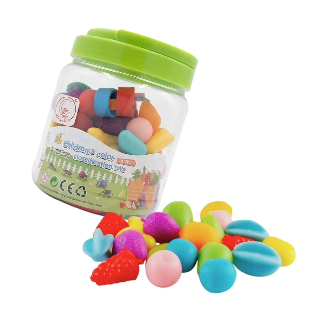 Juego de Clasificacion de Colores con Figuras de Frutas y Verduras