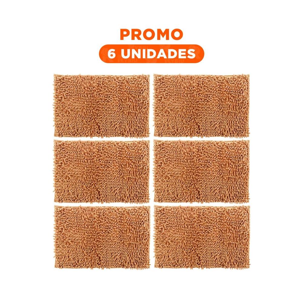 Pack6 Cubrepiso Rectangular Antideslizante de Microfibra 40x60cm Mostaza Y Regalo Sticker