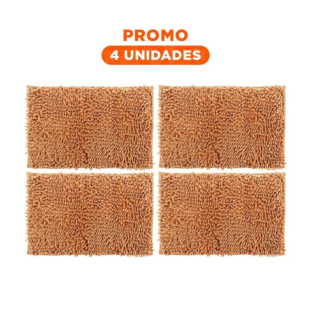Pack4 Cubrepiso Rectangular Suave de Microfibra 40x60cm Mostaza