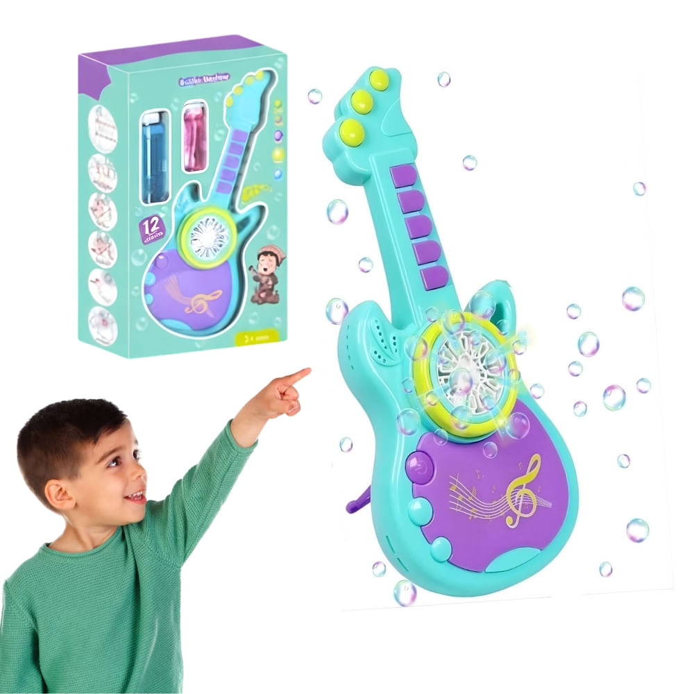 Juego Burbujero Guitarra Musical Celeste Guitar Bubble Machine