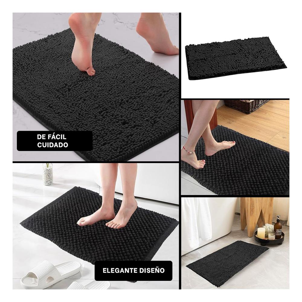 Cubrepiso Rectangular de Microfibra 40x60cm Negro para Interior Y Ligas Regalo