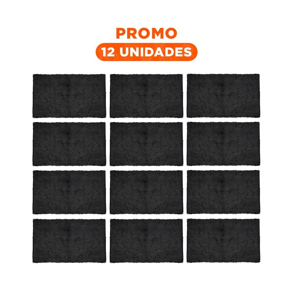Pack12 Alfombrilla Rectangular Decorativa de Microfibra 40x60cm Negro