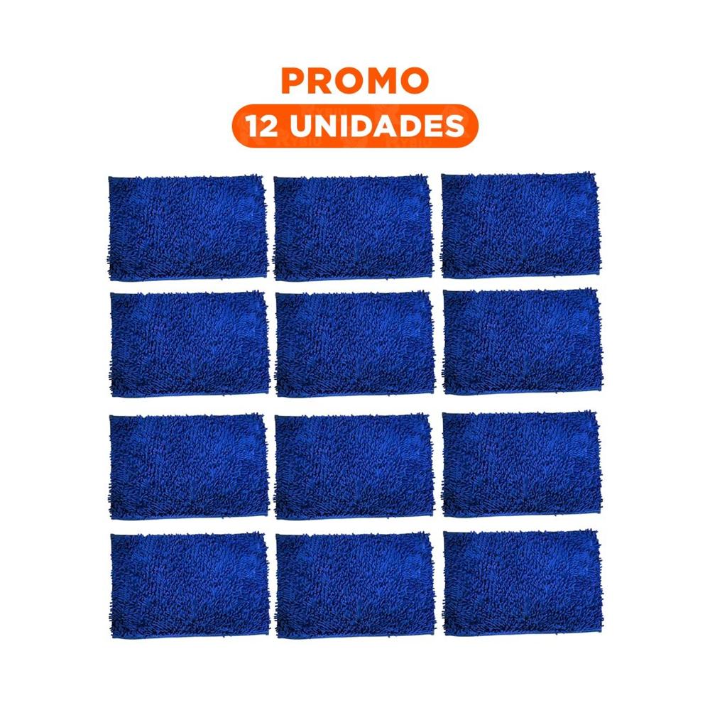 Pack12 Cubrepiso Rectangular Decorativo Microfibra 40x60cm Azul para Interior