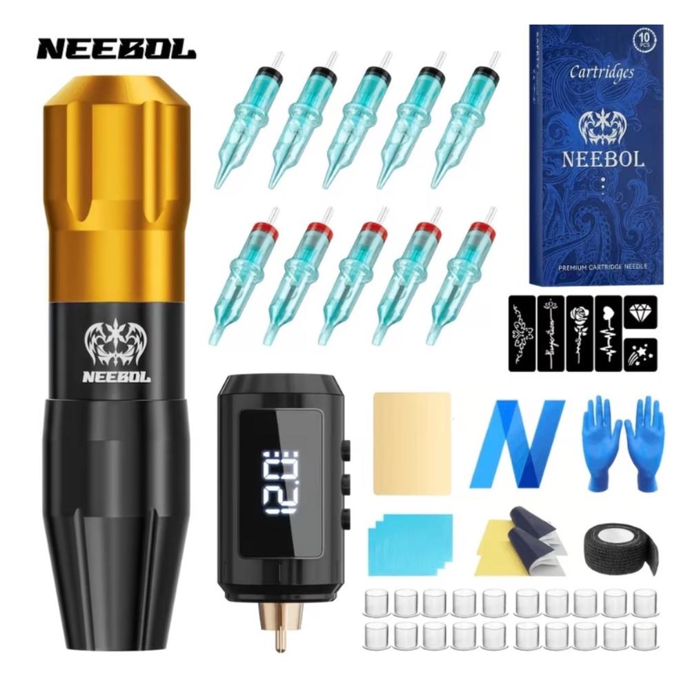 KIT MAQUINA TATUAR TATOO TATUAJE INALAMBRICA NEEBOL