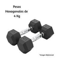 Par de Mancuernas Hexagonales de Caucho 4 Kg
