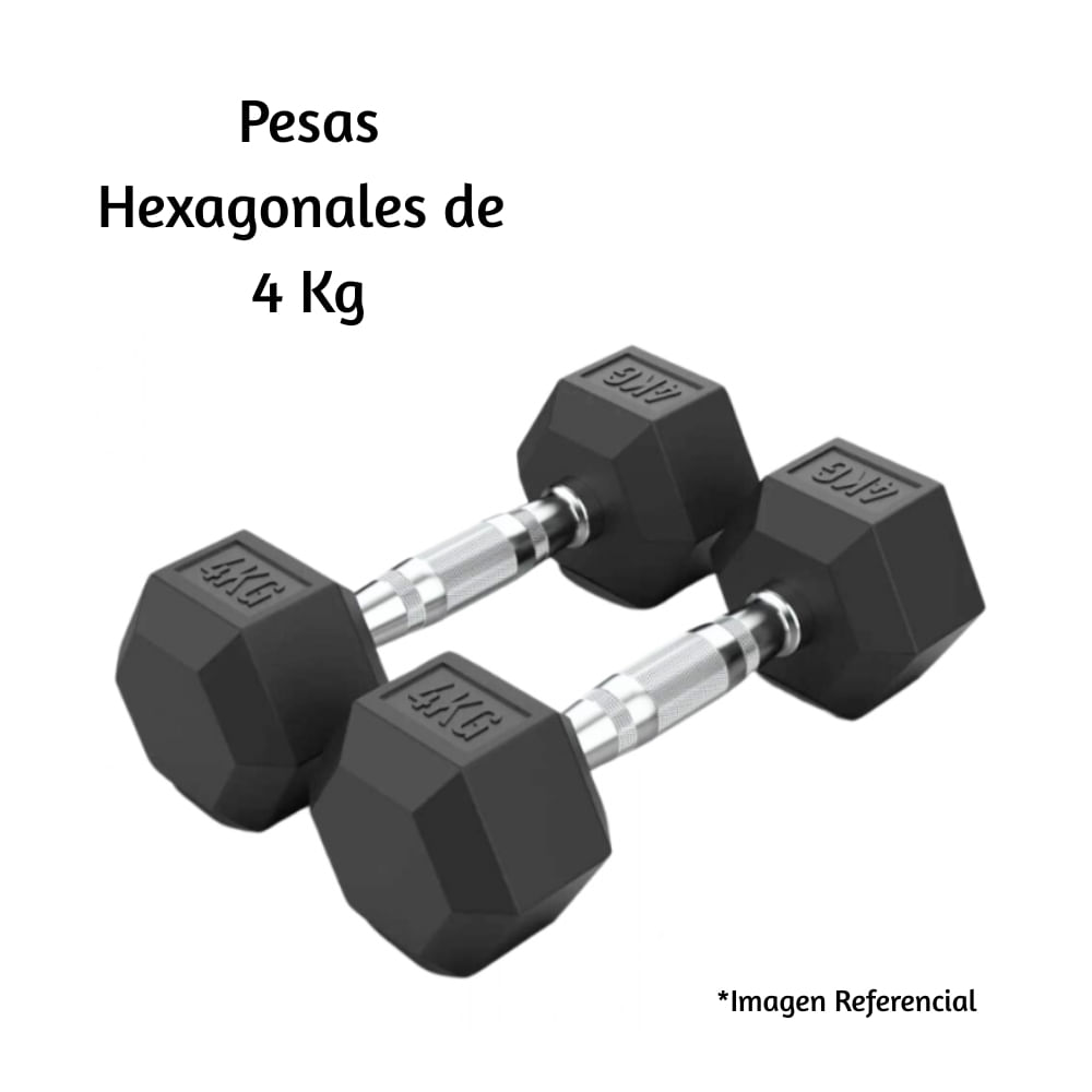 Par de Mancuernas Hexagonales de Caucho 4 Kg