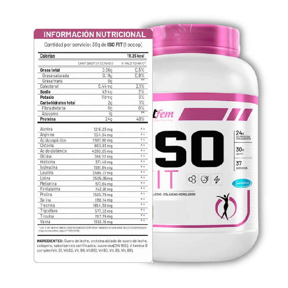 Proteína Iso Fit 1.1KG Fit Fem Vainilla Creatina para mujer 240GR Old school