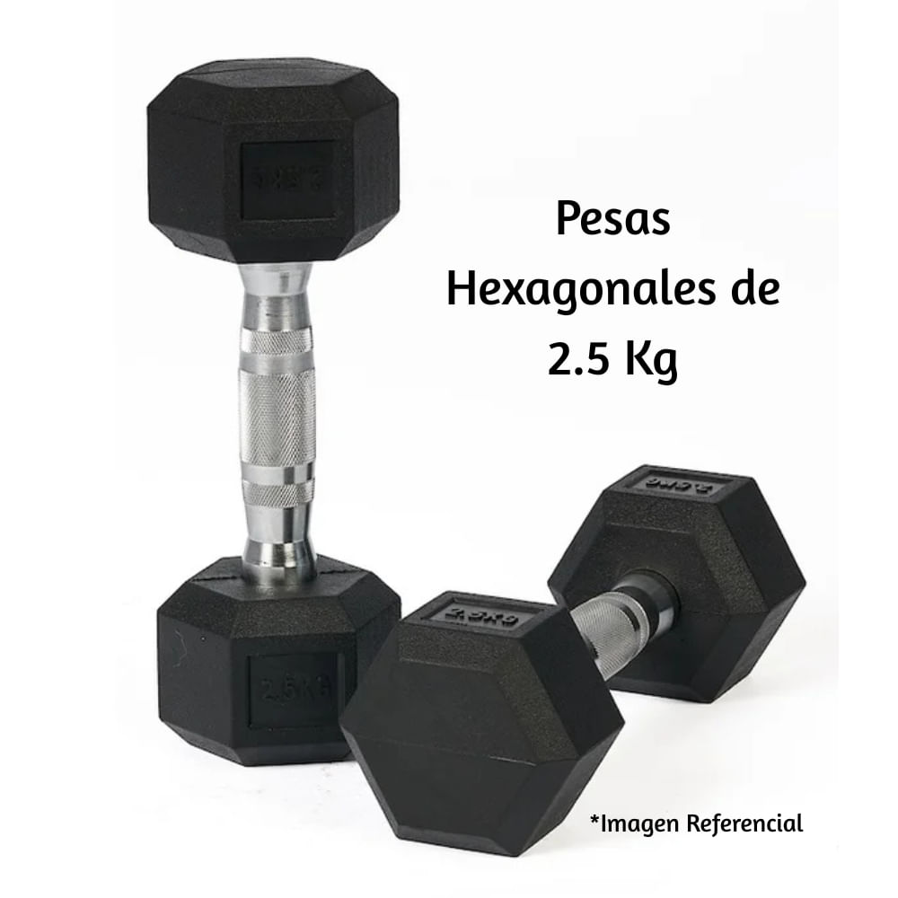 Par de Mancuernas Hexagonales de Caucho 2.5 Kg