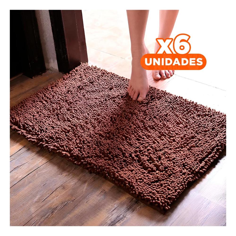 Pack6 Alfombra Rectangular Decorativa de Microfibra 40x60cm Marron para Casa
