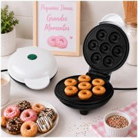 Mini Wafflera Para 7 Mini Donas Antiadherente Eléctrica Portátil de 350W Blanco