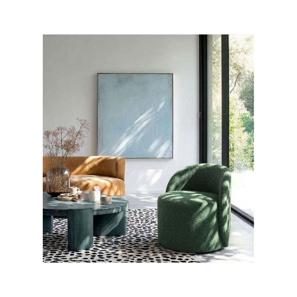 Butaca Sun forma curva color verde velvet - Refer Store Verde