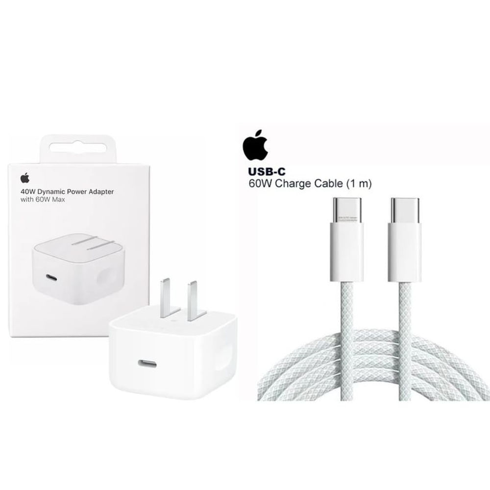 APPLE PACK CARGADOR APPLE 40W + CABLE USB-C 60W 1M -ORIGINAL