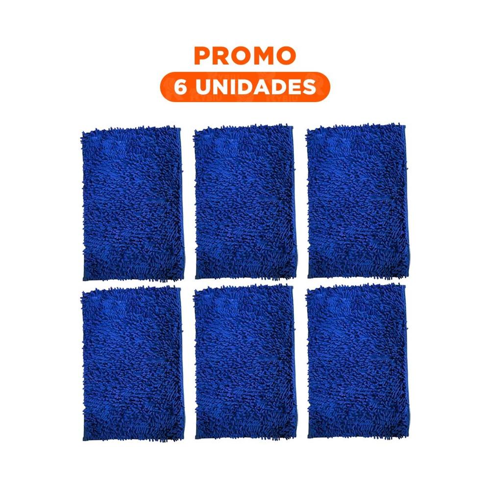 Pack6 Tapete Rectangular de Piso Microfibra 40x60cm Azul para Zona Interior Y Regalo Sticker