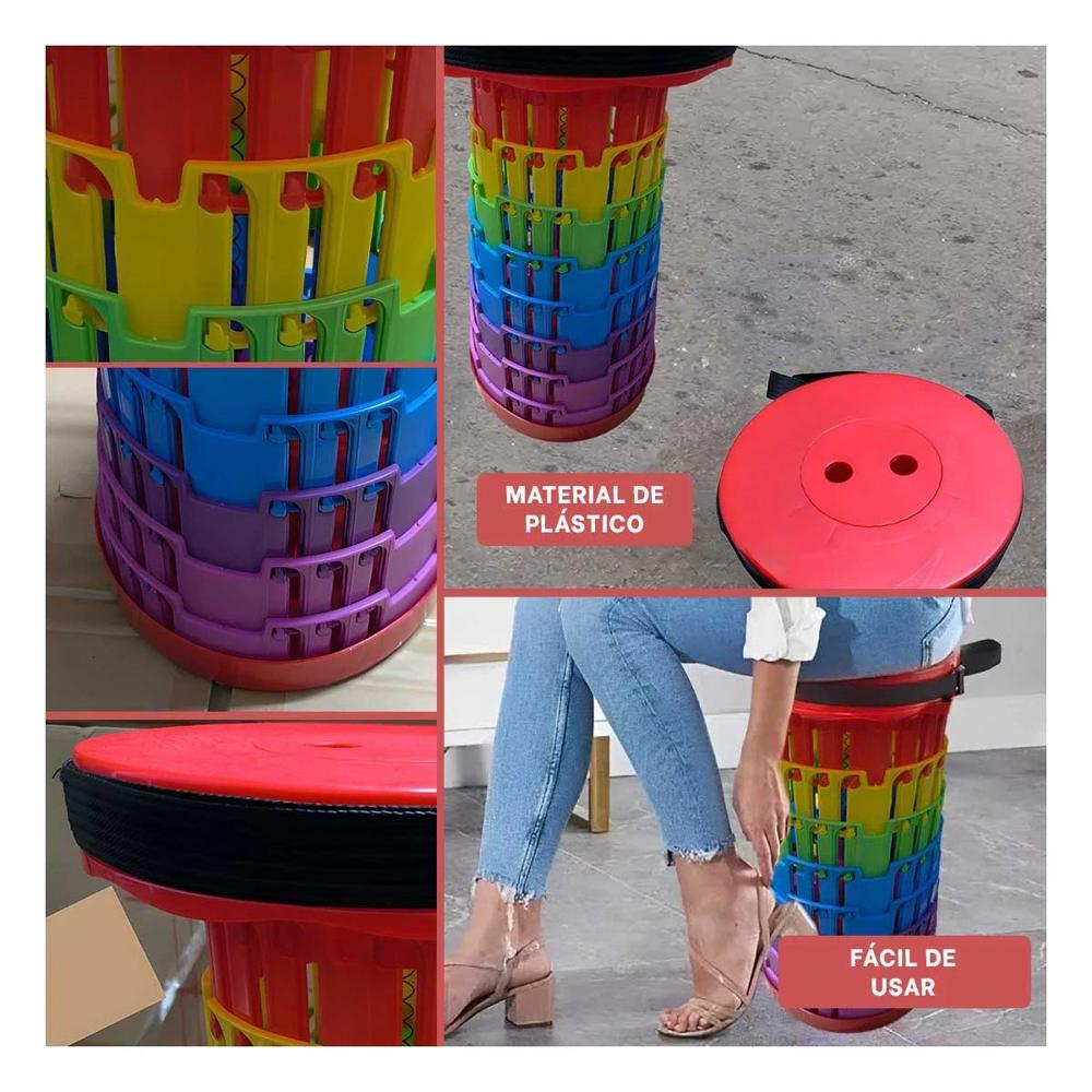 Silla Plegable para Espacios Reducidos con 3 Seguros Rojo Multicolor Y Ligas Regalo