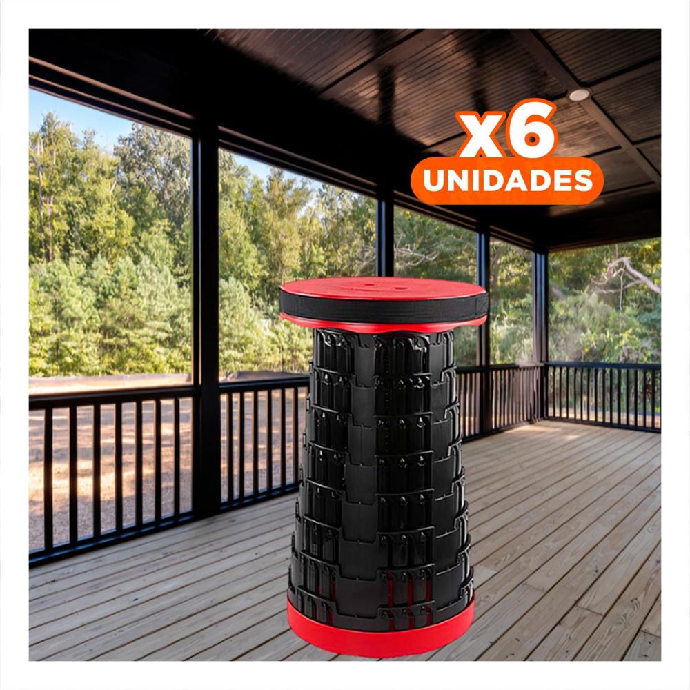Pack6 Asiento funcional 3 seguros portatiles tapa rojo centro negro para casa decorativa