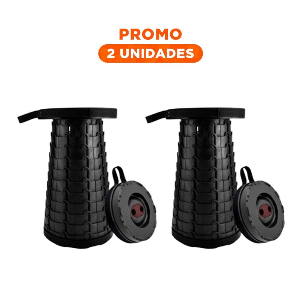 Pack2 Silla practica plegable 3 seguros portatiles tapa negro centro negro Y Regalo Sticker